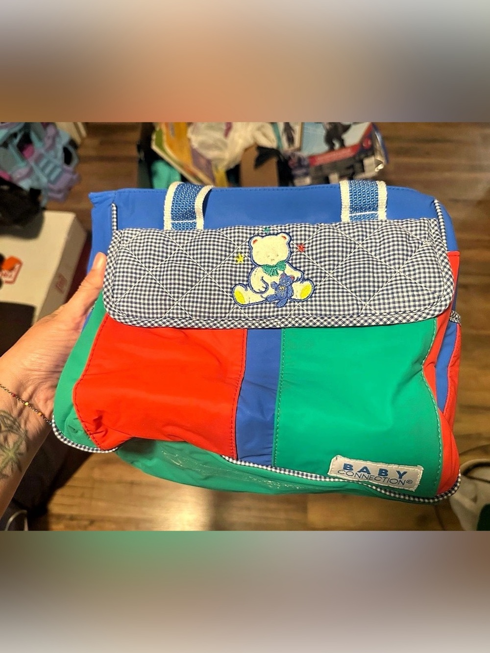 Baby Connection 1990s Colorblock Gingham Diaper Bag
